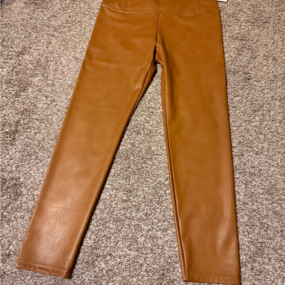 Brown Faux Leather Leggings